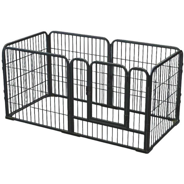 6 Panel Foldable Pet Playpen Anti-Escape Dog Fence Heavy Duty Puppy Kennel 120x60x60cm for Small Medium Pets