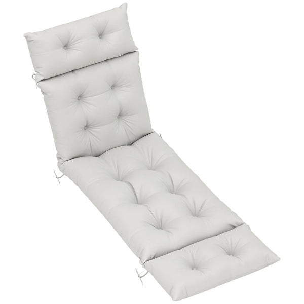 Sun Lounger Cushion Only, 190cm Garden Lounge Chair Pad, Light Grey