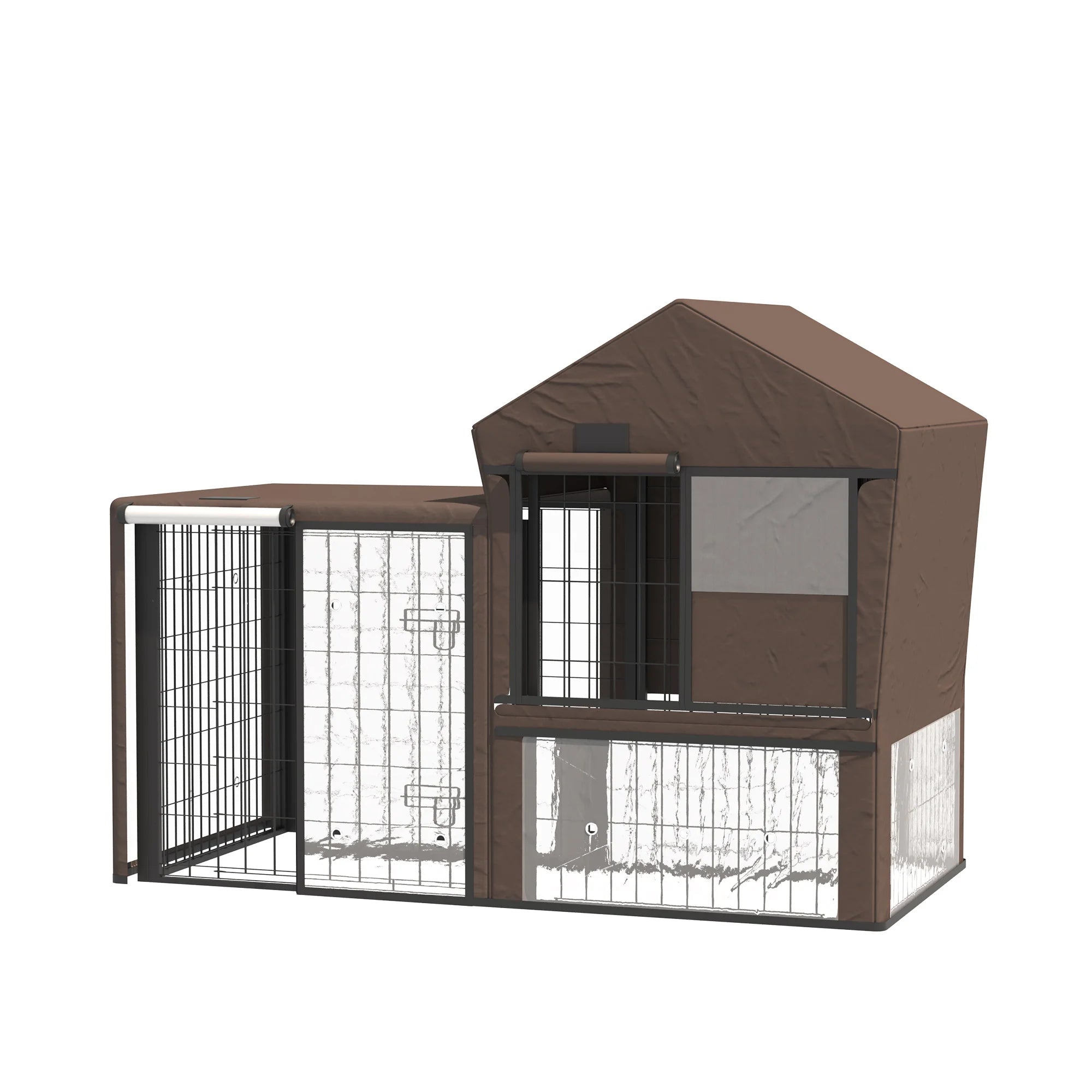 Rabbit Hutch Cover Water-Resistant Polyester PVC Protector with Ventilation Holes and Zipped Door for Guinea Pig Cage