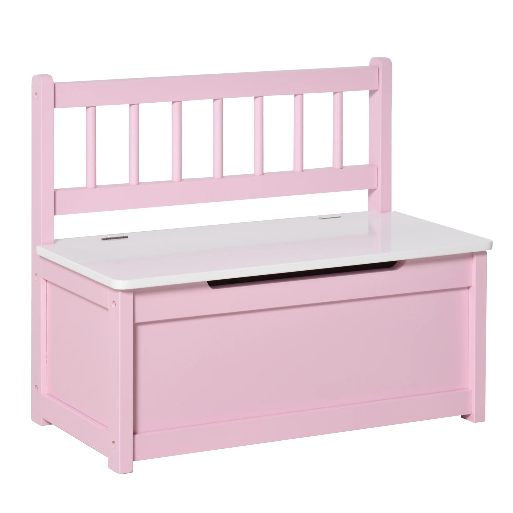 2 in 1 Kids Toy Box Storage Bench Wooden Chest with Safety Lid