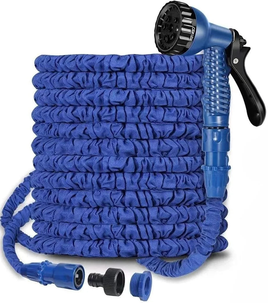 100ft Expandable Garden Hose 3/4 and 1/2 Fittings 7 Function Spray Nozzle Lightweight Flexible for Watering Cleaning