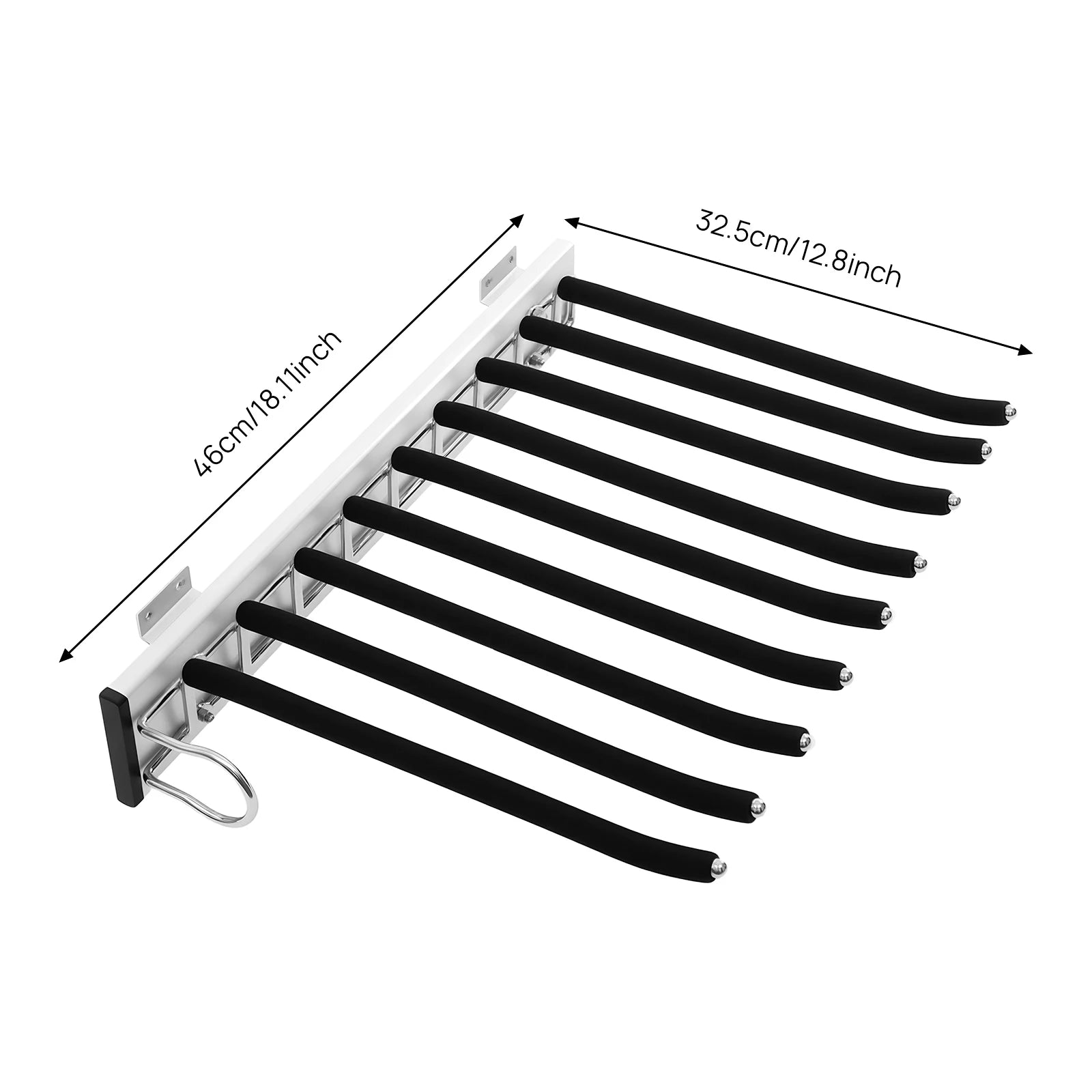 9 Rod Wall Mount Pants Rack 16kg Load Silent Slide Flocking for Trousers Ties Scarves Wardrobe Organiser