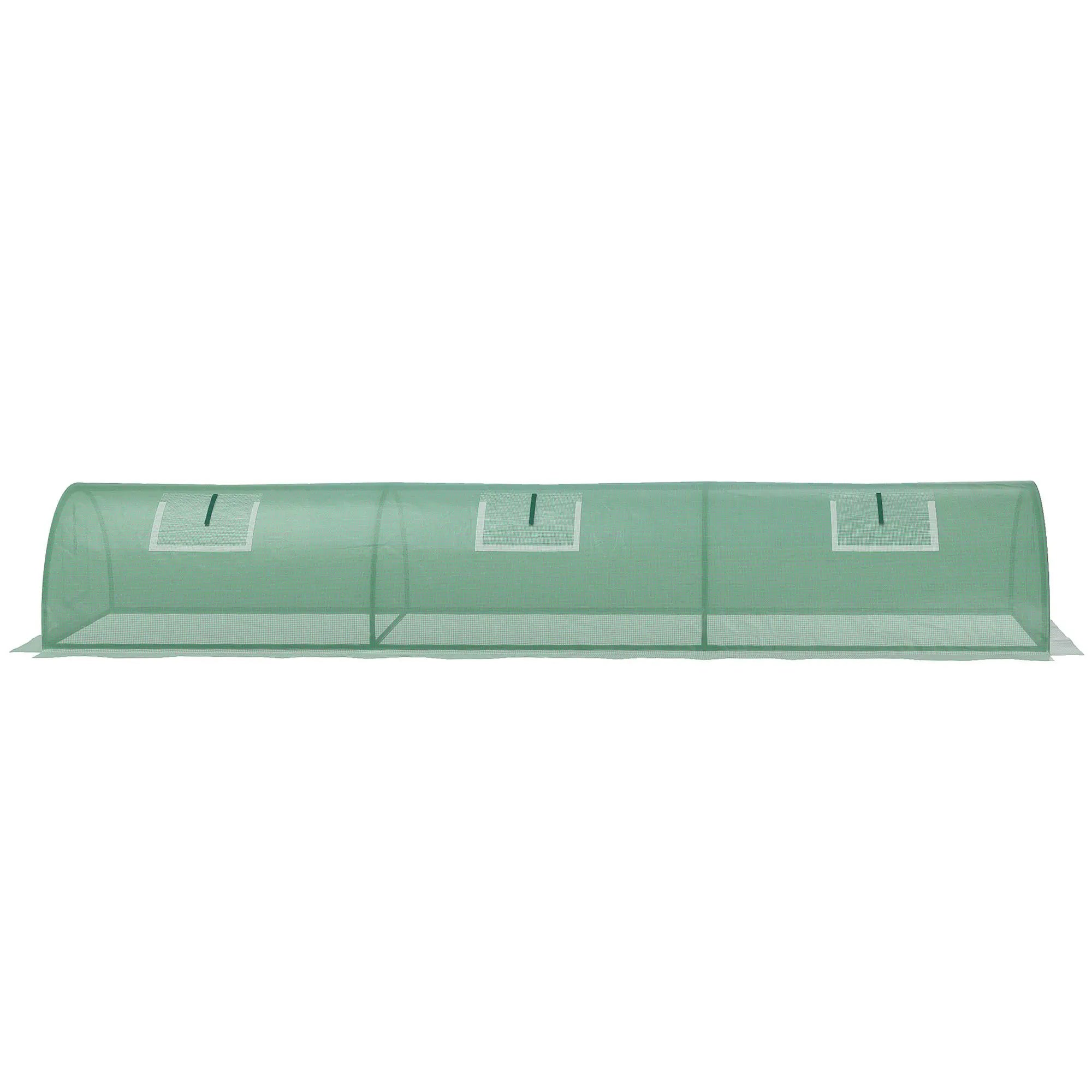 3m Portable Mini Tunnel Greenhouse with 5 Mesh Windows, Reinforced PE Cover and Steel Frame