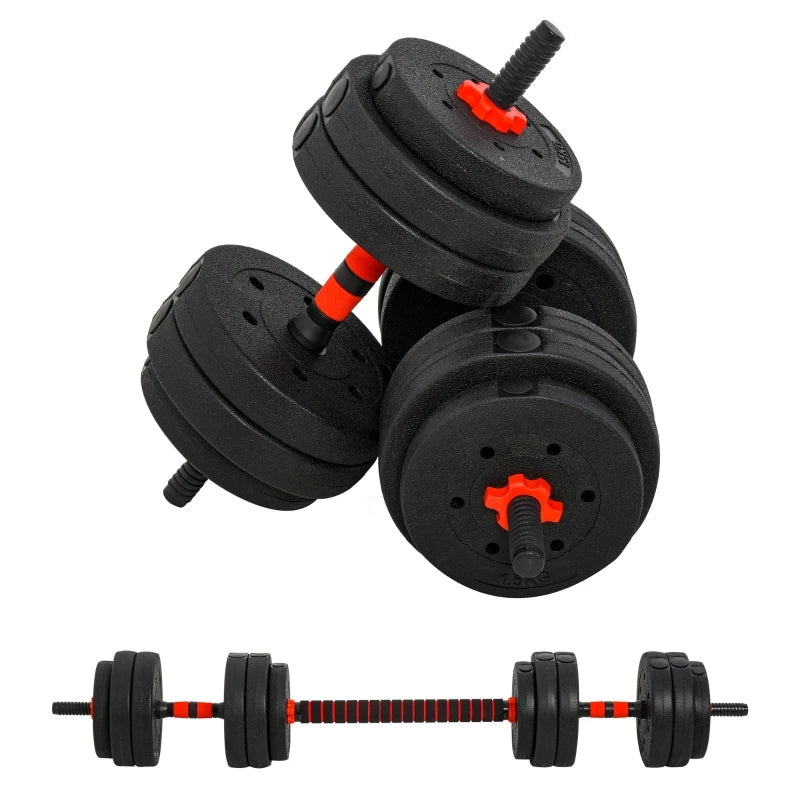 25kg 2 in 1 Adjustable Dumbbells Barbell Weight Set Black for Body Fitness Home Office Gym