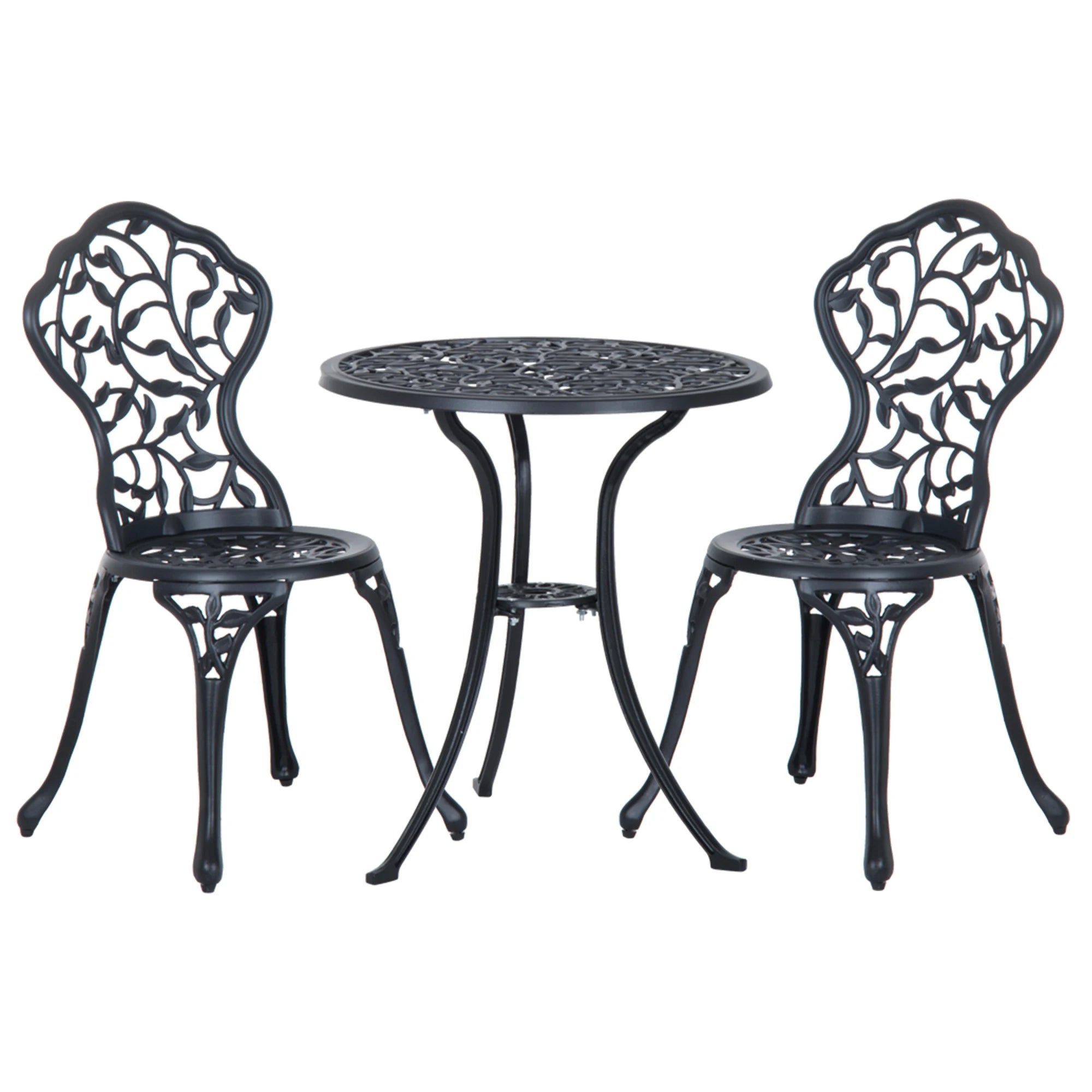 3-Piece Aluminium Bistro Set with Dining Table and 2 Chairs for Outdoor and Patio Use