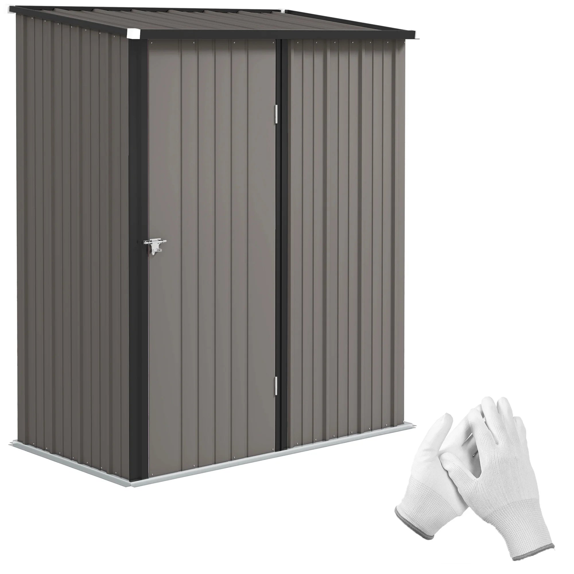 Steel Garden Storage Shed with Corrugated Galvanised Finish and Lockable Latched Door