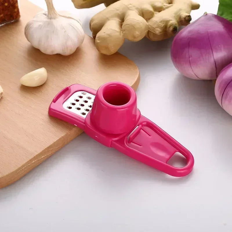 Manual Garlic Press and Peeler Multi-Function Tool | Ginger Crusher Mincer Grater for Kitchen Chopping and Slicing