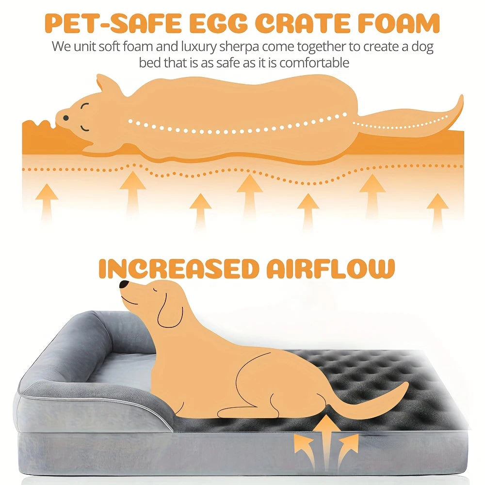 Extra Large XXL Dog Bed Thick Memory Foam Anti-Slip Washable Removable Cover Grey