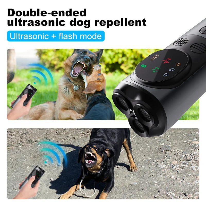 Ultrasonic Dog Repeller Anti Bark Device 3 Transmitters 2 Modes LED Light 30FT Range Training Tool