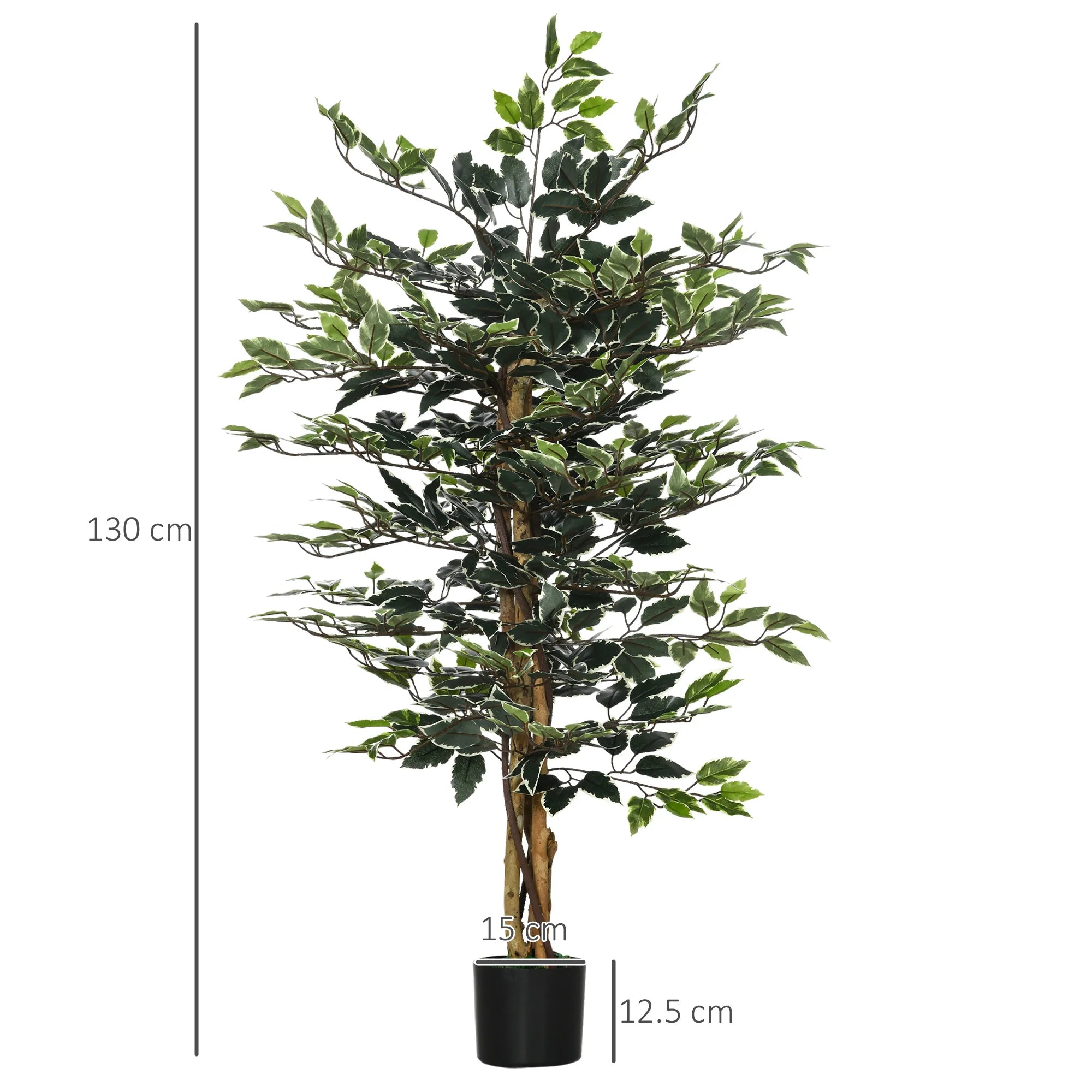 Artificial Ficus Tree with Lifelike Leaves and Natural Trunks Green