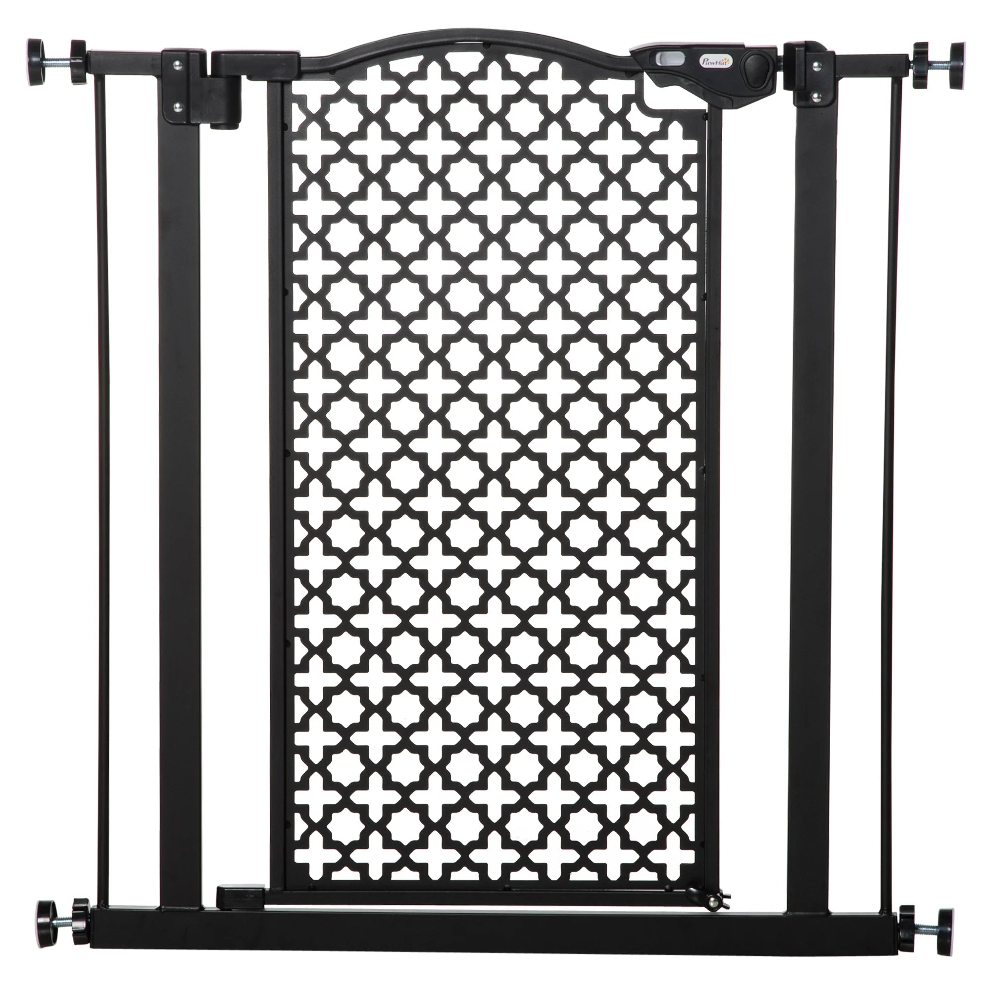 Pressure Fit Pet Safety Gate with Double Locking Auto-Close Door for Stairs Doorways and Hallways