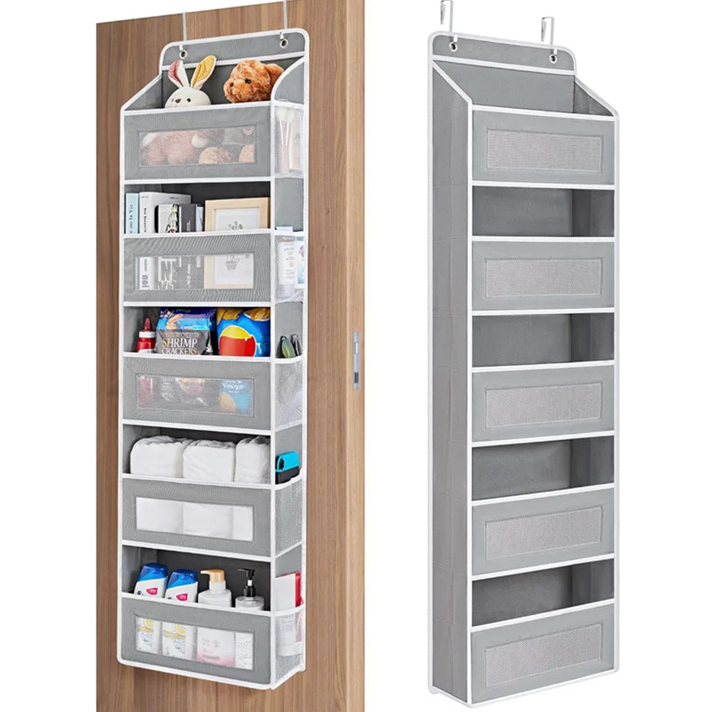 Over Door Hanging Organiser 5 Pockets 10 Mesh Pockets Transparent Windows Space Saving for Bedroom Bathroom Nursery