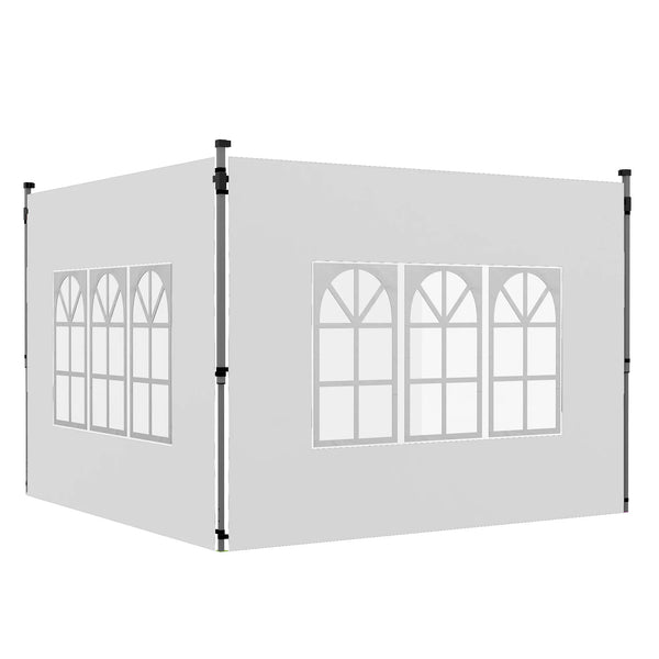 Gazebo Side Panels with Window for 3x3m or 3x4m Pop Up Gazebo, 2 Pack Replacement Sides, White