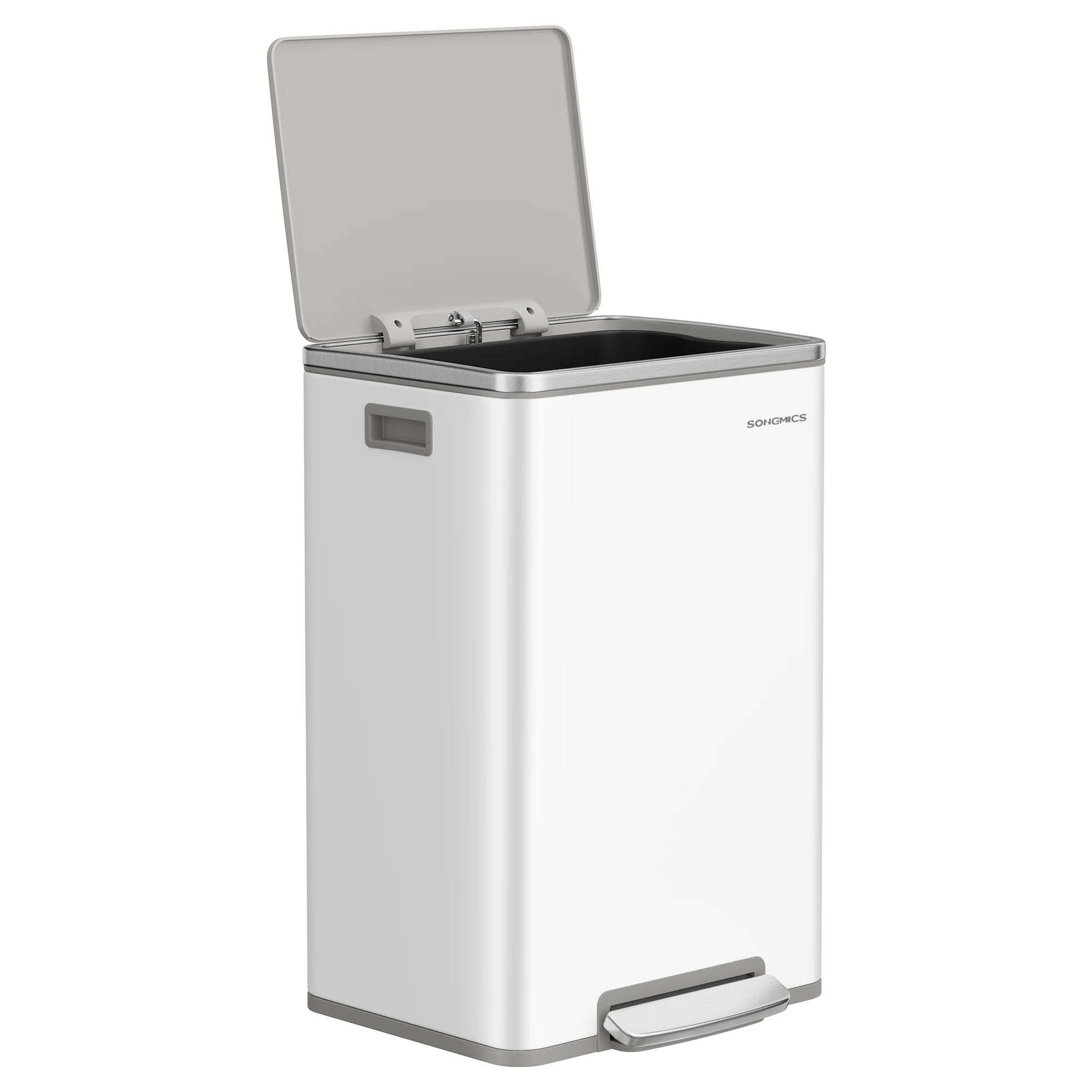 50L Stainless Steel Kitchen Bin with Lid Pedal and Inner Bucket Waste Bin with Bin Bags