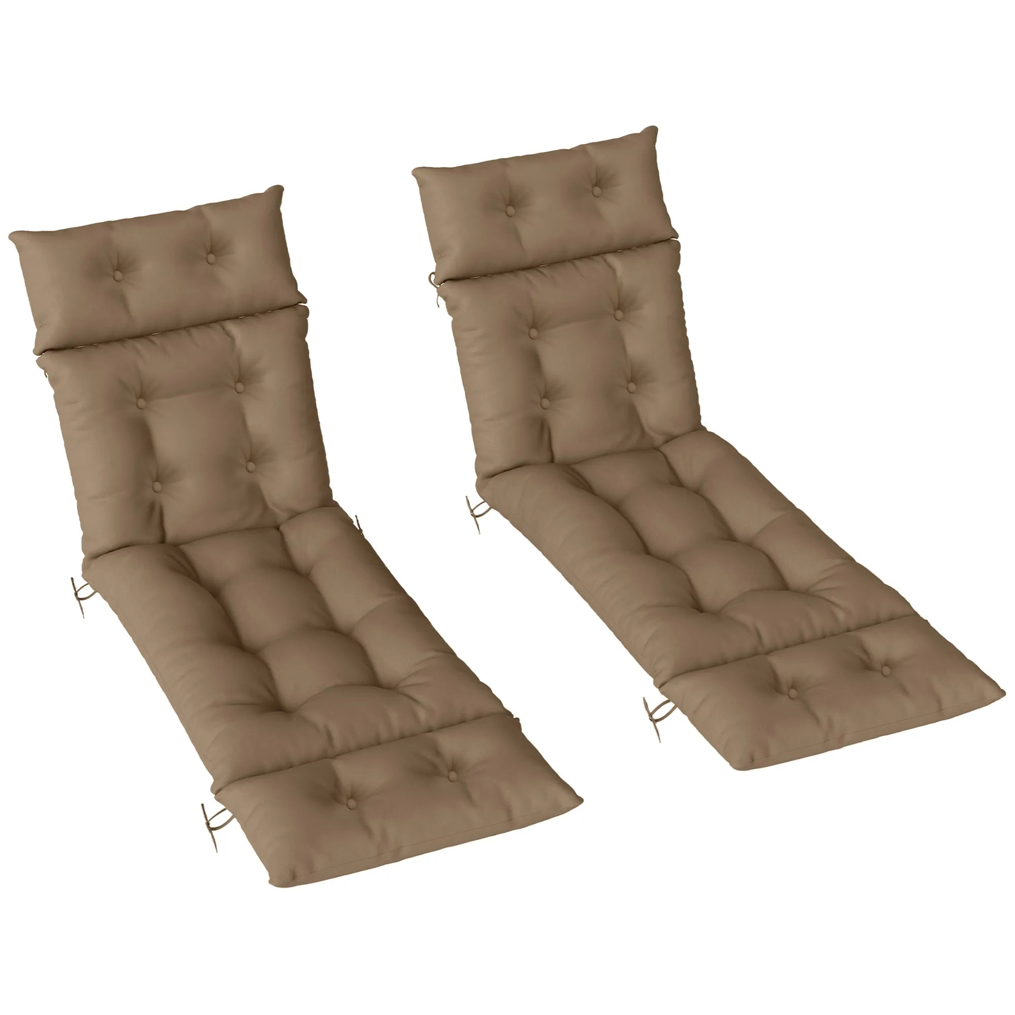 Set of 2 Sun Lounger Cushions with UPF20+ Coating, PP Foam Filling and Anti-Slip Ties