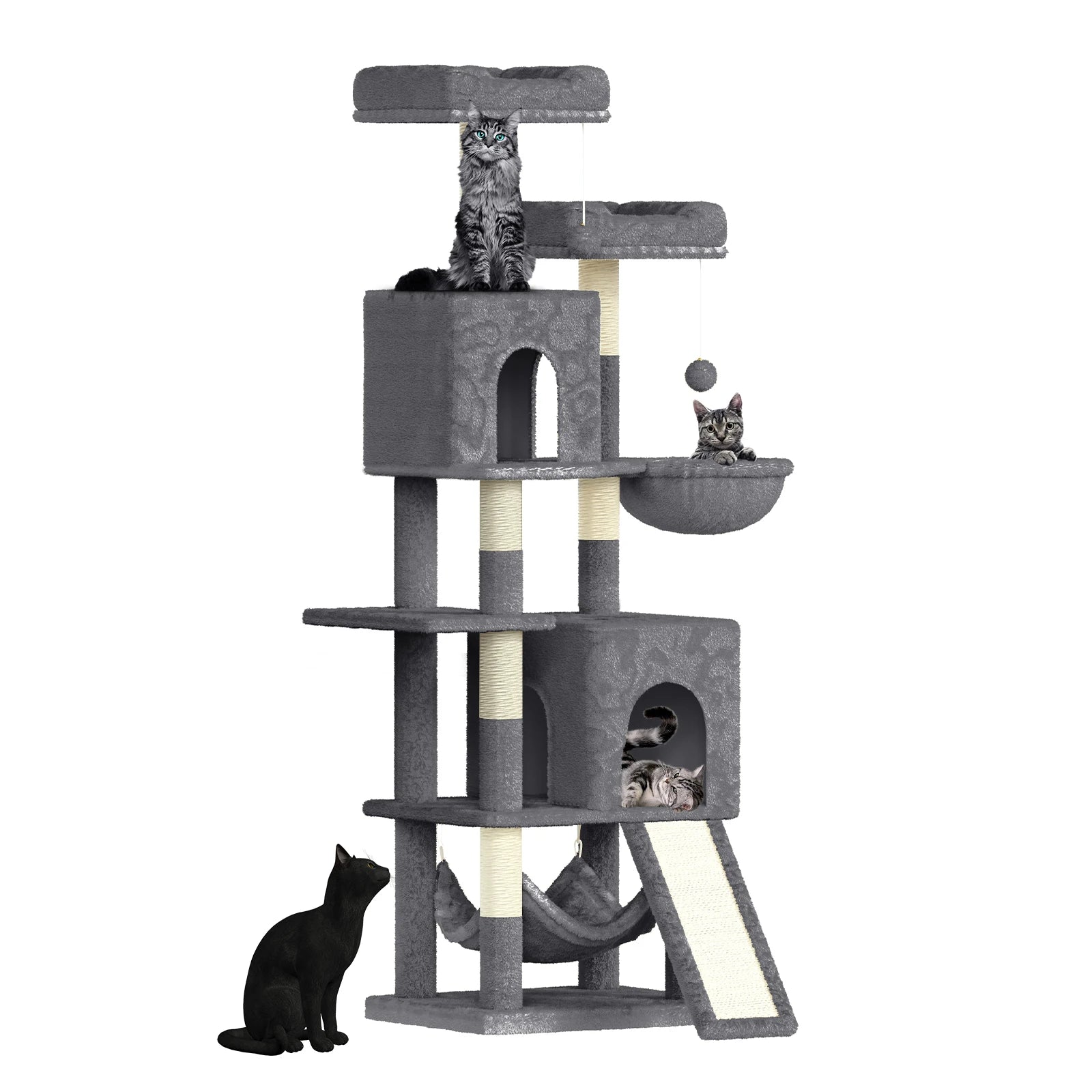 Dogat 158cm Multi-Level Cat Tree Scratching Board Post Perch Large Pet Playhouse for Multiple Cats
