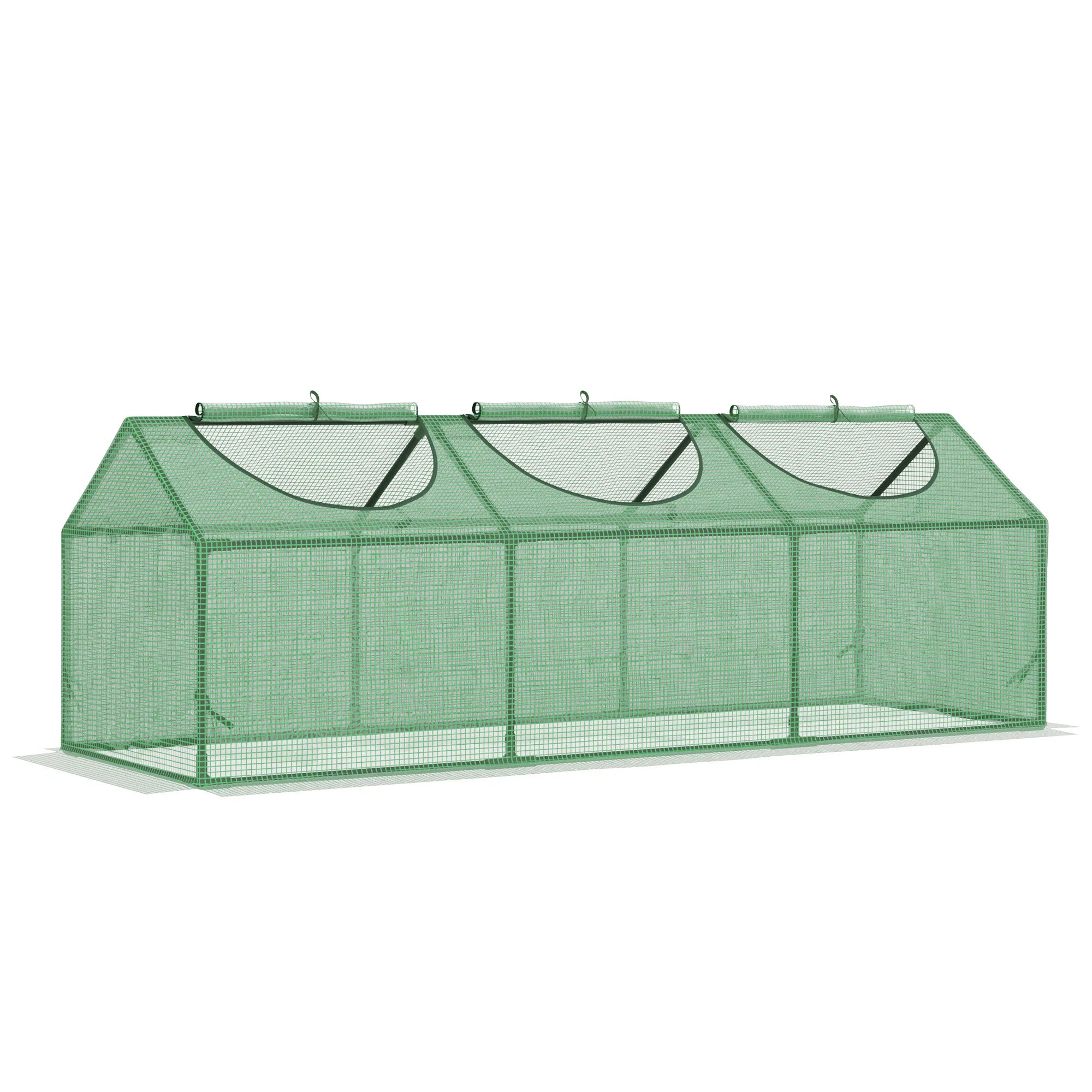 Mini Ground Greenhouse with PE Cover, Roll-Up Windows and Steel Frame - 180 x 60 x 60cm