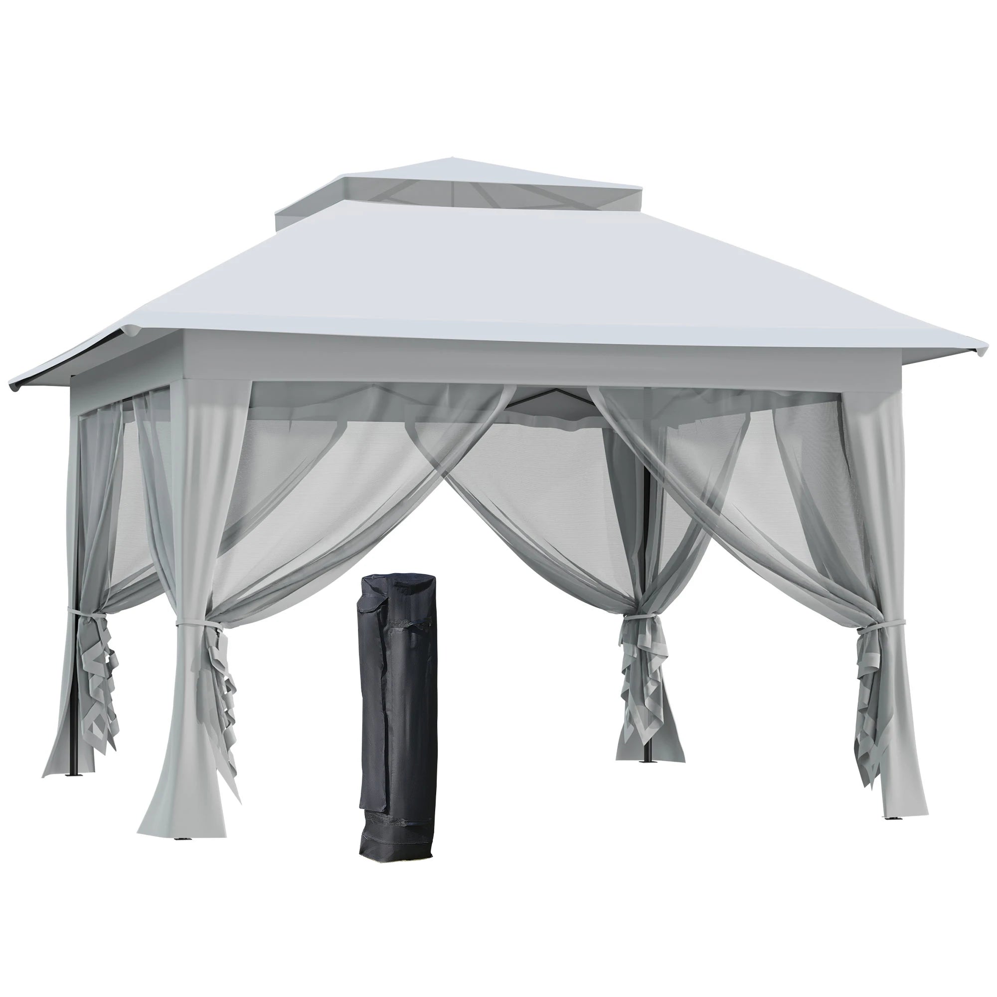 3.6 x 3.6m Pop-Up Gazebo with UPF50+ Canopy, Mesh Netting, 3-Level Adjustable Legs and Wheeled Carry Bag