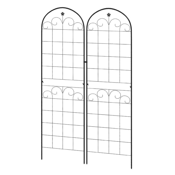 Set of 2 Garden Trellis, Metal Trellis for Climbing Plants, 50 x 180cm, Floral Design