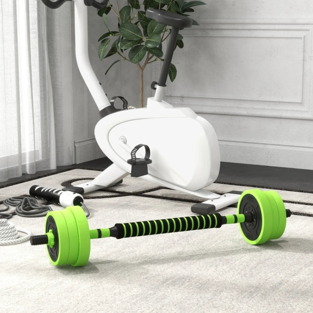 20kg 4 in 1 Adjustable Dumbbell Set with Barbell Kettlebell Push Up Stand Green for Home Gym