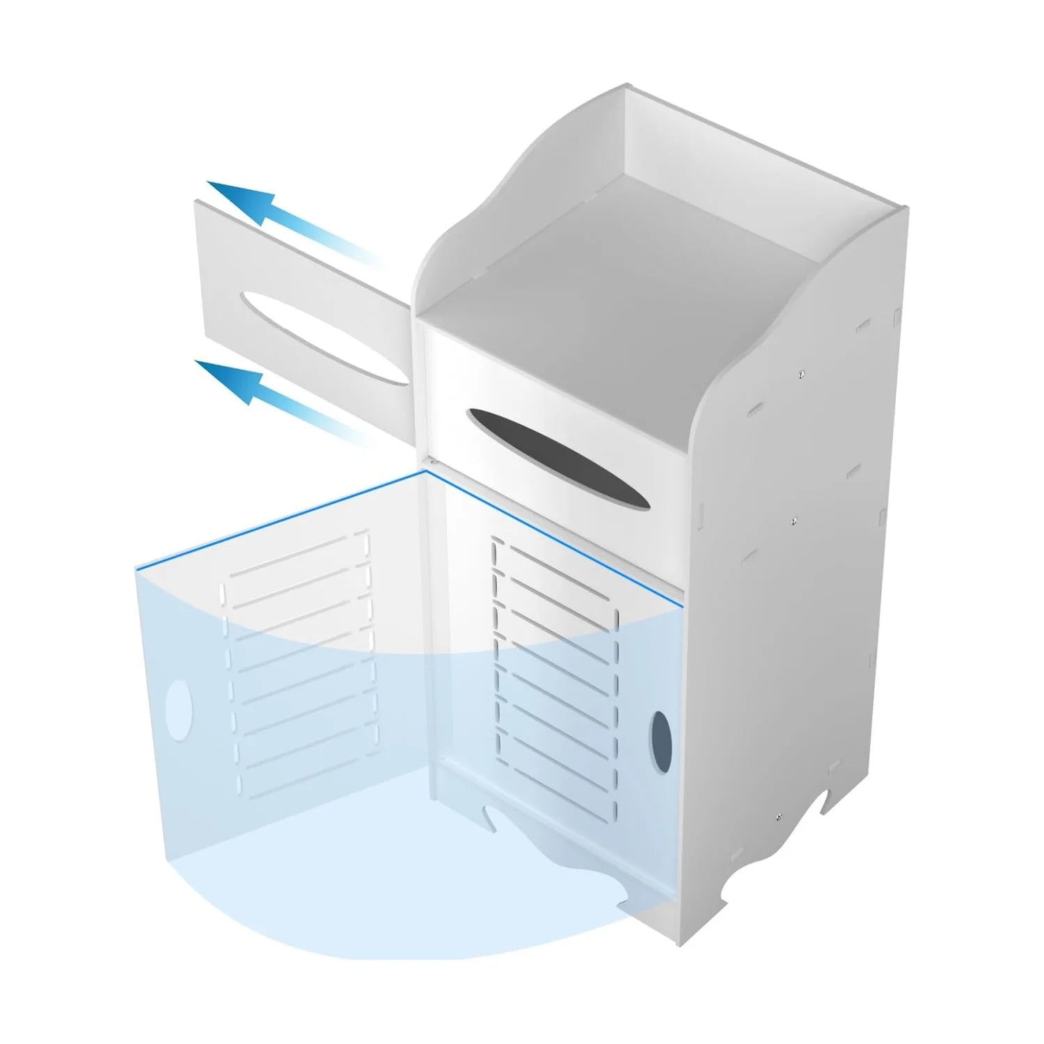 White Waterproof PVC Bathroom Storage Cabinet with Door and Shelves | Freestanding Floor Unit for Bathroom Kitchen Laundry
