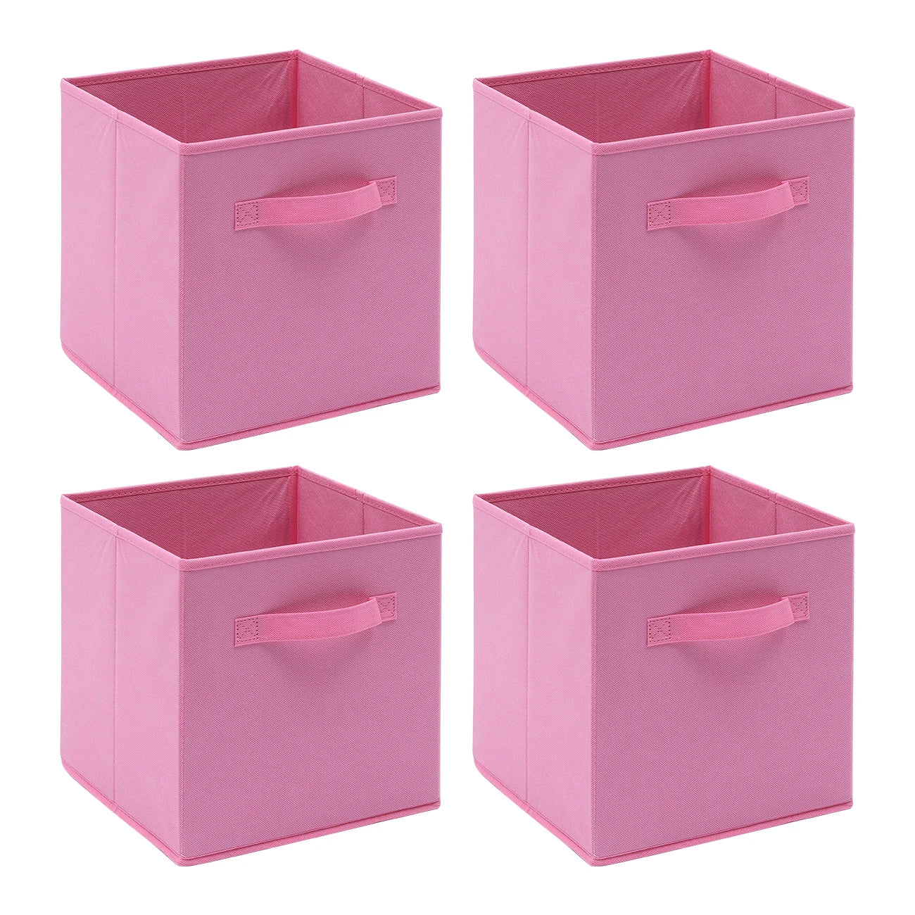 Pack of 4 Foldable Fabric Storage Cubes Boxes Non-Woven Wardrobe Organiser for Home Bedroom Closet