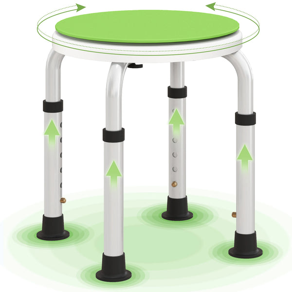 360 Degree Swivel Shower Stool with Non-Slip Feet, Green