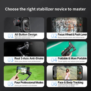 3-Axis Handheld Gimbal Stabilizer Smartxe for Smartphone for Iphone Android AI Face Tracking Tiktok Vlog