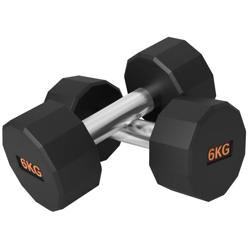 2 x 6kg Dumbbells Set 12 Sided Anti-Roll Non-Slip Grip for Men Women Home Gym Workout