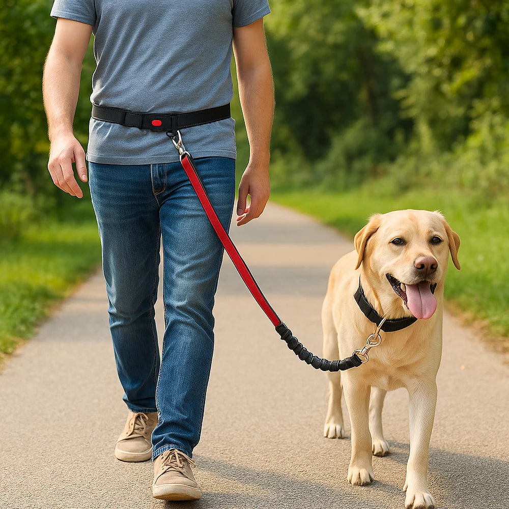 Hands Free Dog Lead with Elastic Shock Absorber for Walking and Running, Adjustable Safety Leash