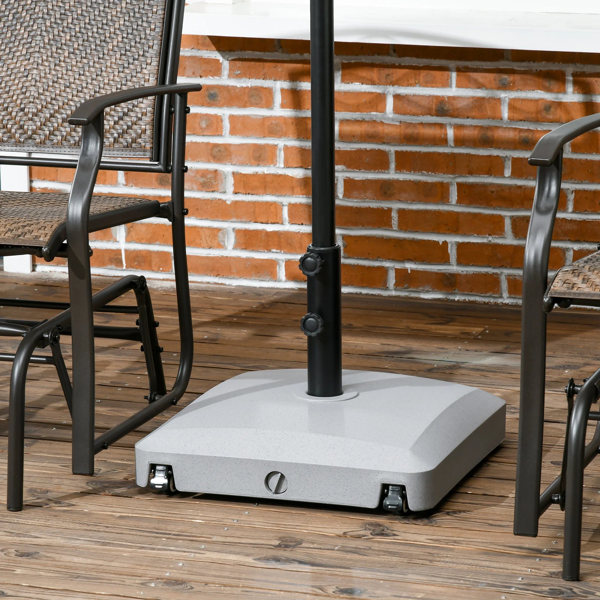 43kg Parasol Base with Wheels and Brakes Sand or Water Fill Outdoor Garden Umbrella Stand Grey 49.5x49.5cm