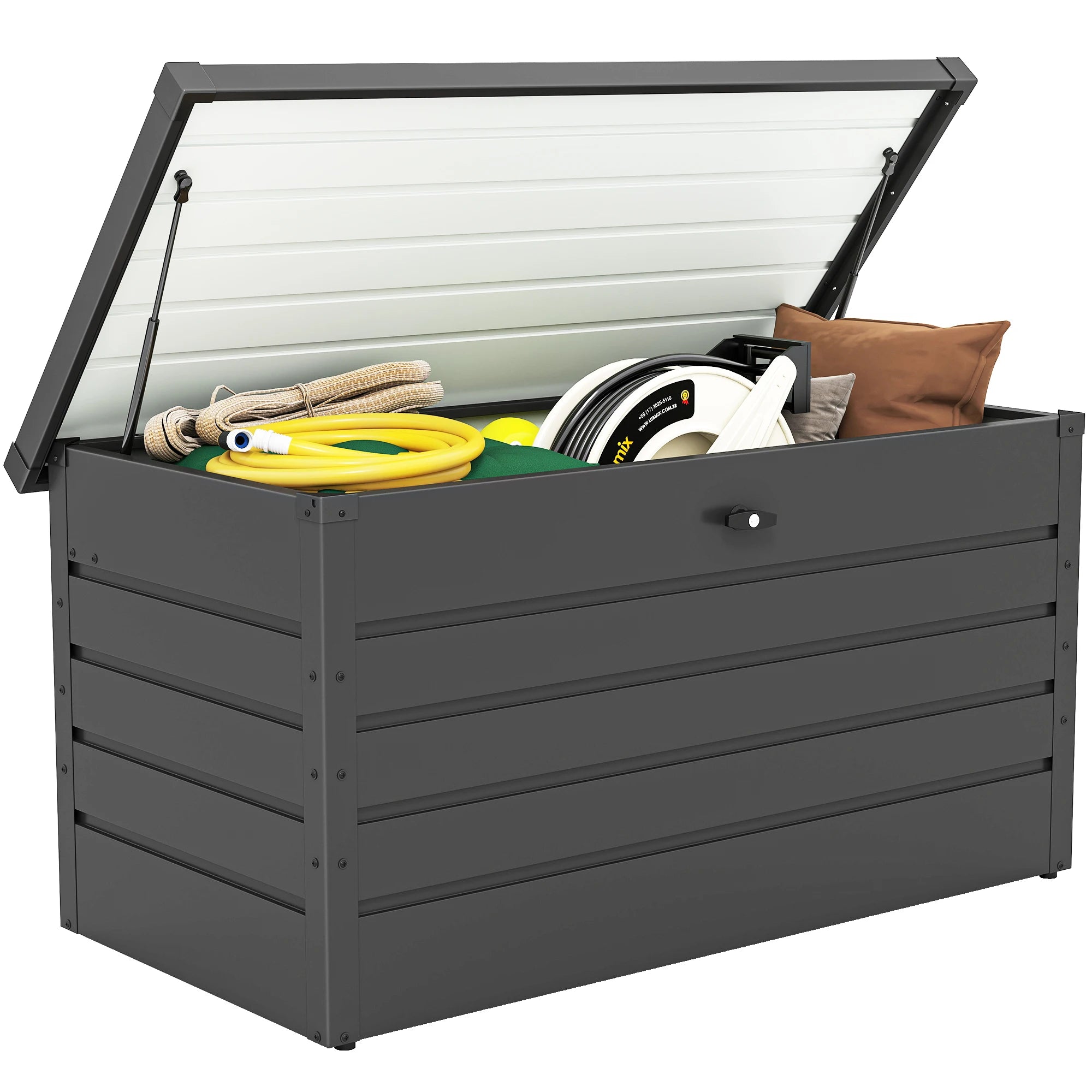311L Waterproof Galvanised Steel Outdoor Garden Storage Box with Lockable Lid and Gas Rods