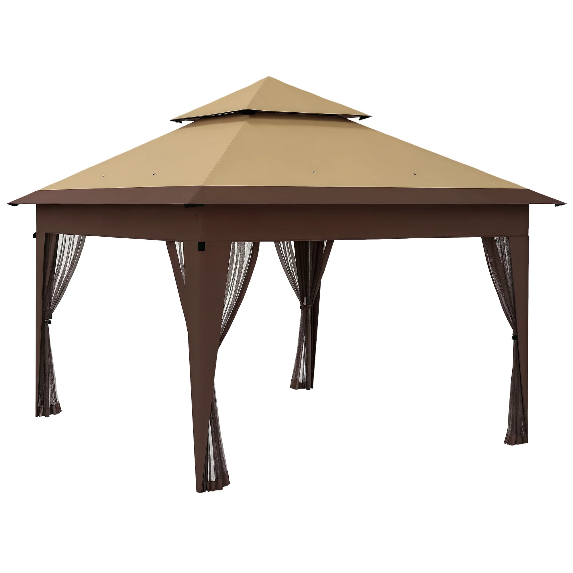 3 x 3m Pop-Up Gazebo with 1-Button Assembly, Double Roof, Mosquito Netting and Oxford Canopy