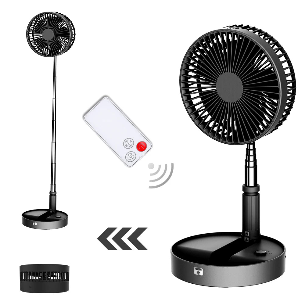 Portable Foldable Desk Fan with Remote, USB & Battery Powered, Timer Cooling Fan