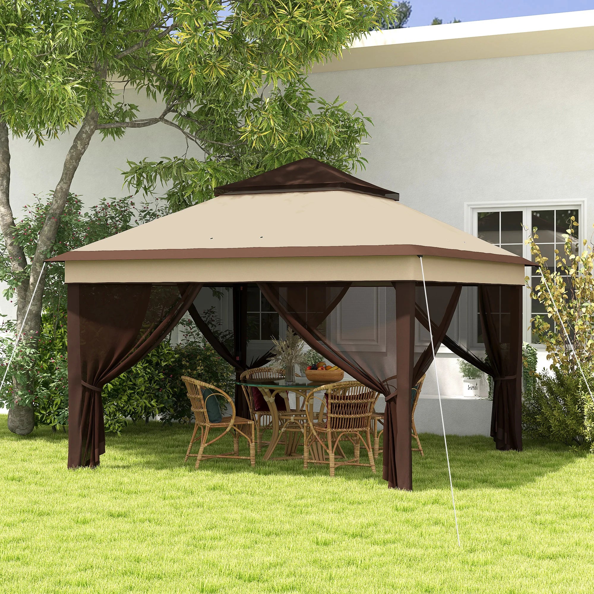 3 x 3m Pop-Up Gazebo with UV30+ Canopy, Removable Mesh Netting, Adjustable Height and Carry Bag