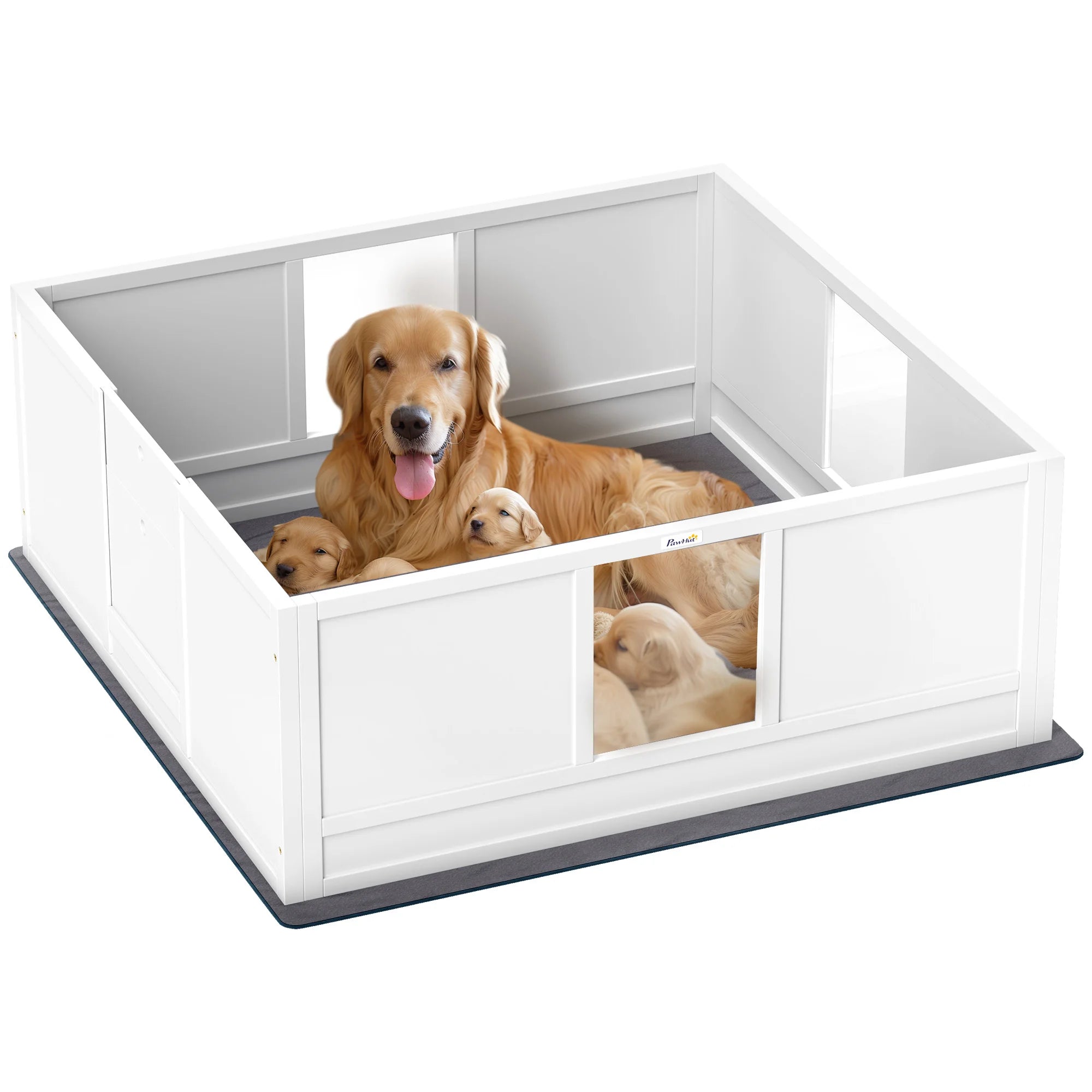 Dog Whelping Box with Washable Whelping Pad Adjustable Entrance and Acrylic Windows for Large and Small Dog Breeds