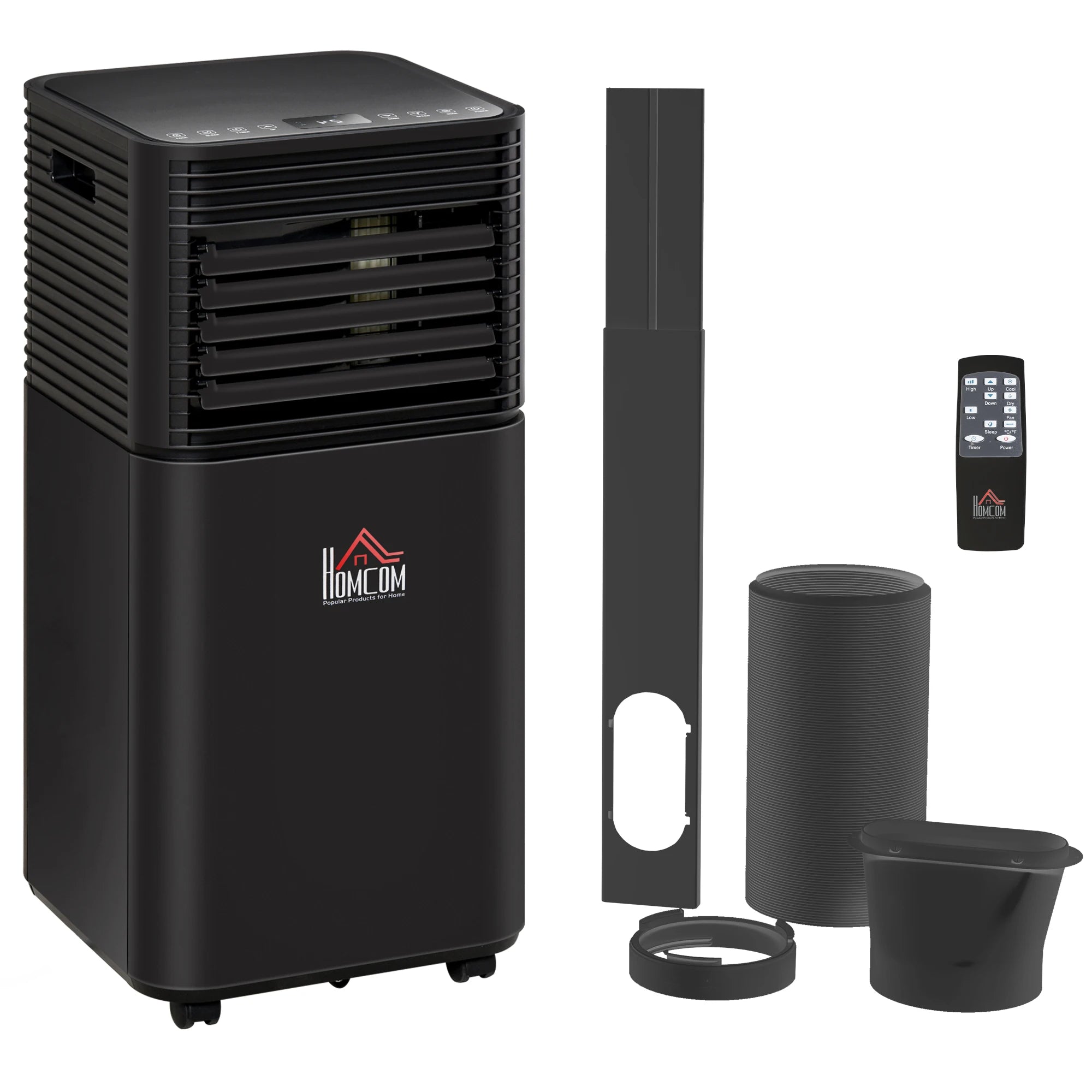 7000 BTU Portable Air Conditioner 4 Modes 24hr Timer LED Display Remote Control Dehumidifier for Home Office Black