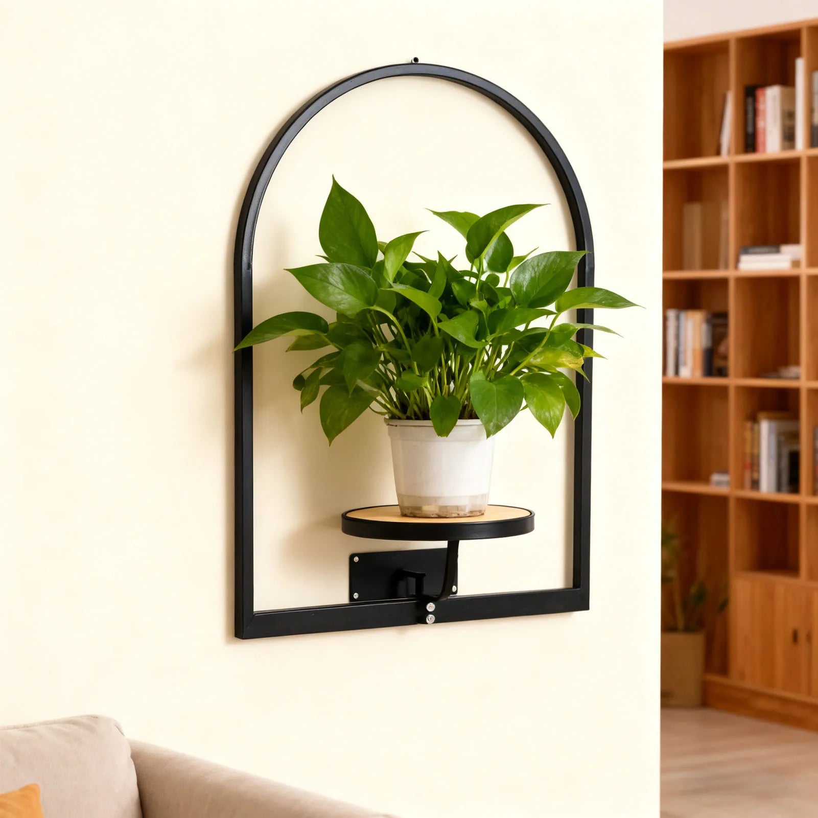Photo Frame Wall Plant Holder Decorative Iron Flower Pot Stand for Indoor Outdoor Living Room Garden Patio