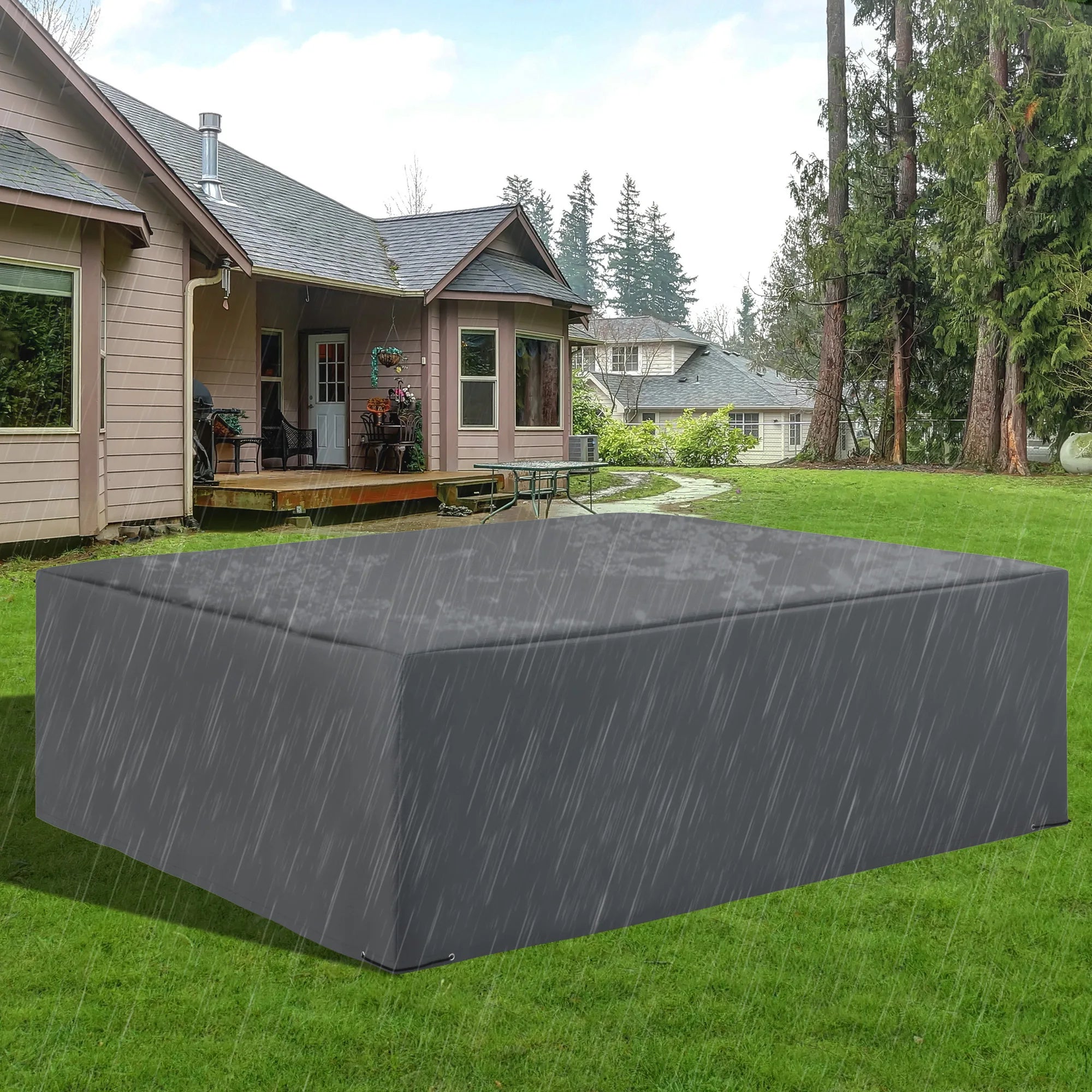600D Oxford Waterproof Garden Furniture Corner Sofa Set Cover Anti-UV Protective Cover for Rattan Outdoor Furniture