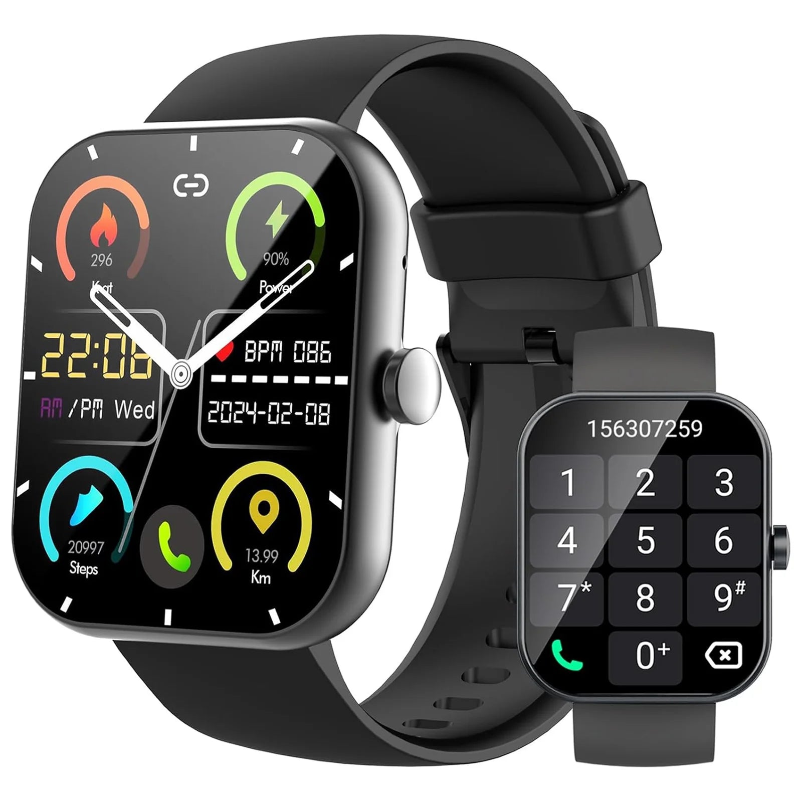 Y66 Smartwatch with Bluetooth Calling, 1.96" HD Display, 110+ Sports Modes, IP68 Waterproof Fitness Tracker