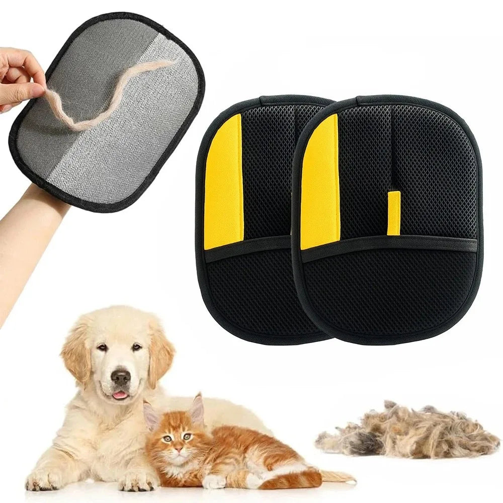 Pet Hair Removal Gloves Double Sided Electrostatic Brush 2 Pack for Cat Dog Grooming Sofa Carpet Cleaning