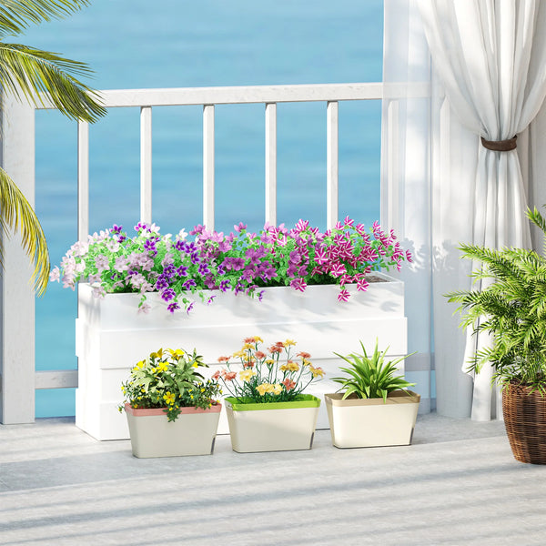 Set of 3 Self-Watering Outdoor Plant Pots with Visual Water Level Window