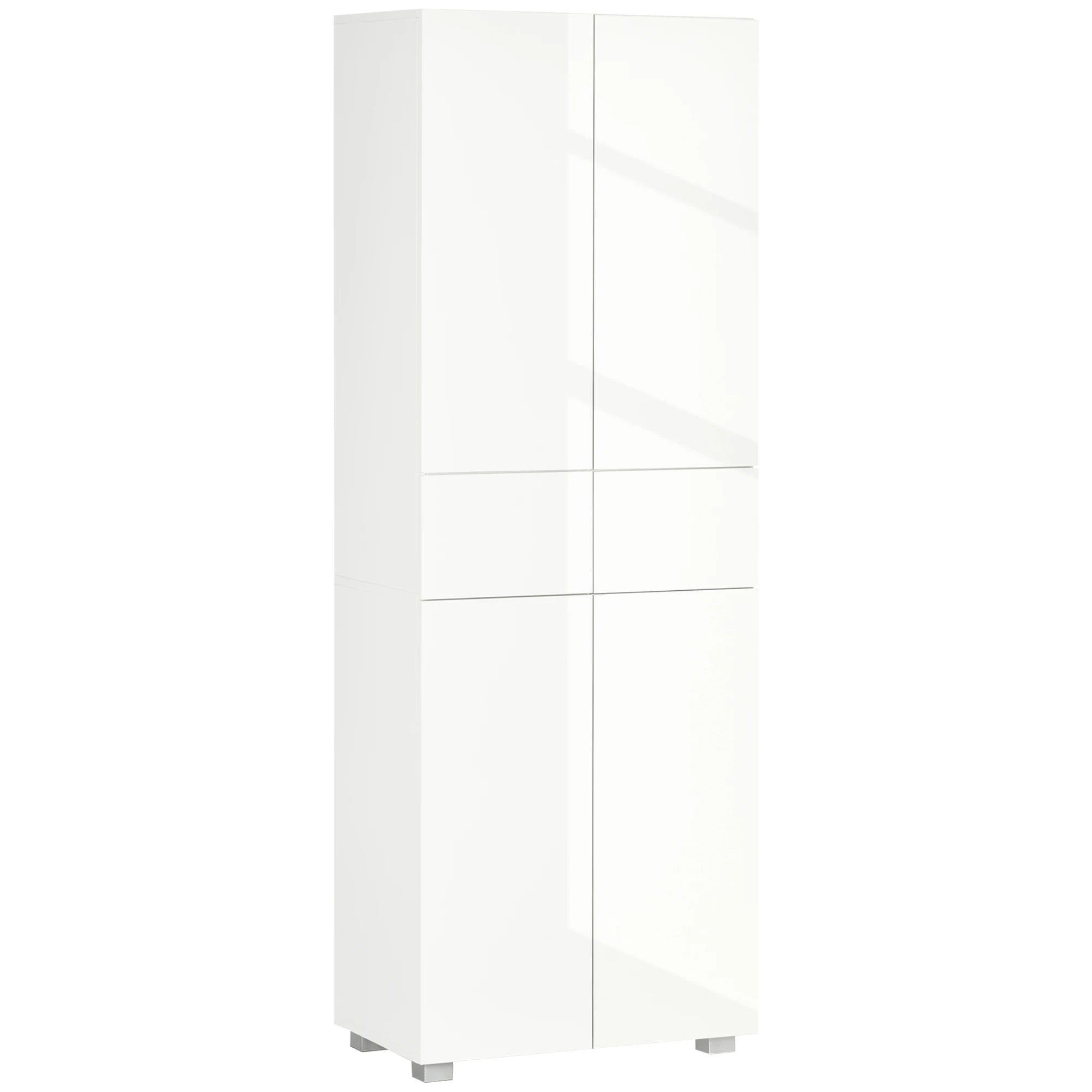 HOMCOM Kitchen Cupboard Storage Cabinet Push Open Doors and Drawers, White