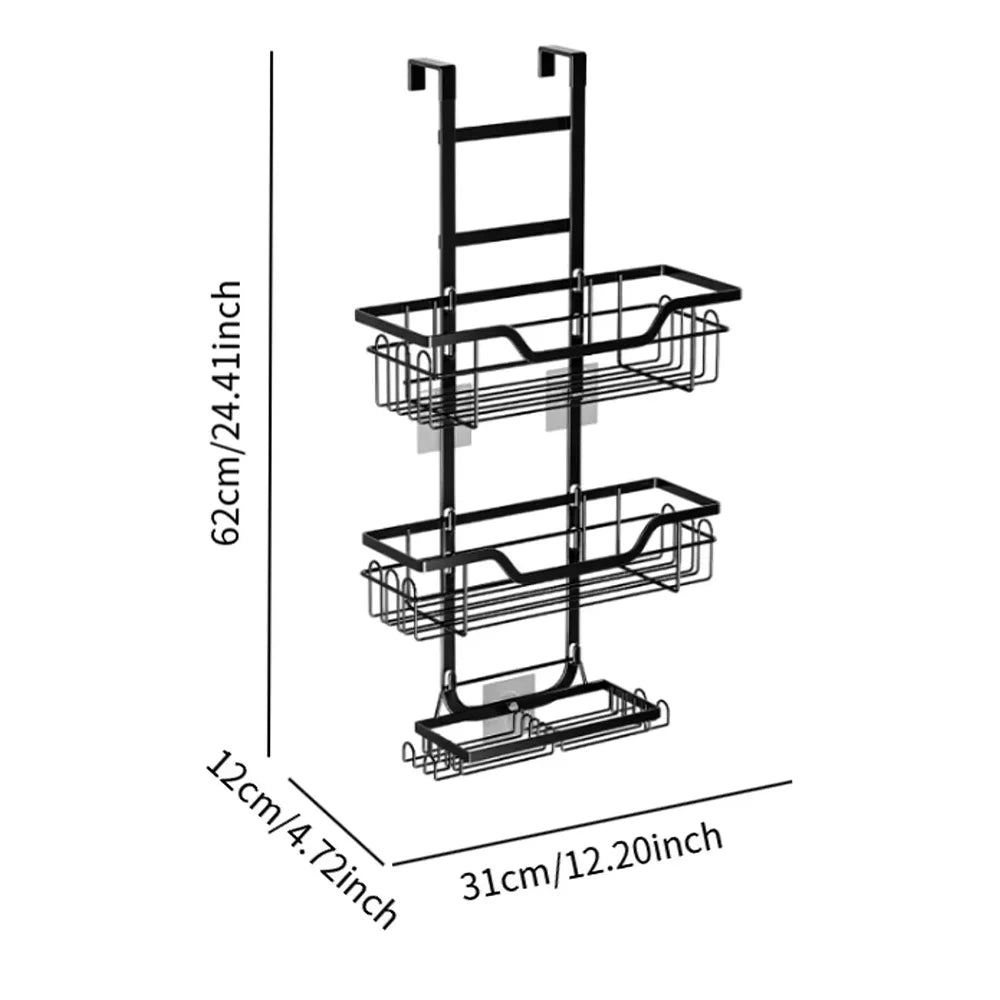 Over Door Shower Caddy 3 Tier Bathroom Hanging Storage Rack Stainless Steel Organizer