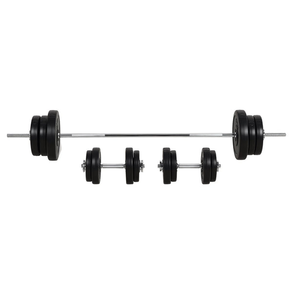 65kg Adjustable Barbell Weights Set, 2-in-1 Dumbbell & Barbell Set with Knurled Bar