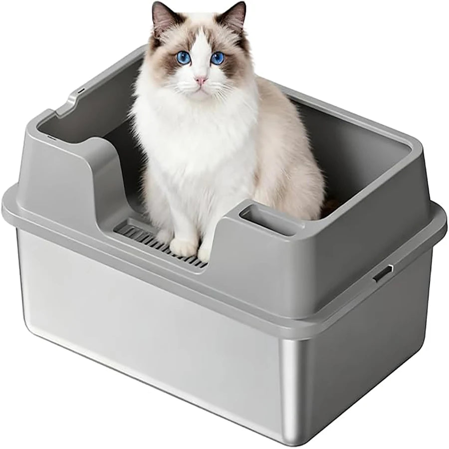 XL Enclosed Cat Litter Box, High Sided Litter Pan for Big Cats | Hackerprice®