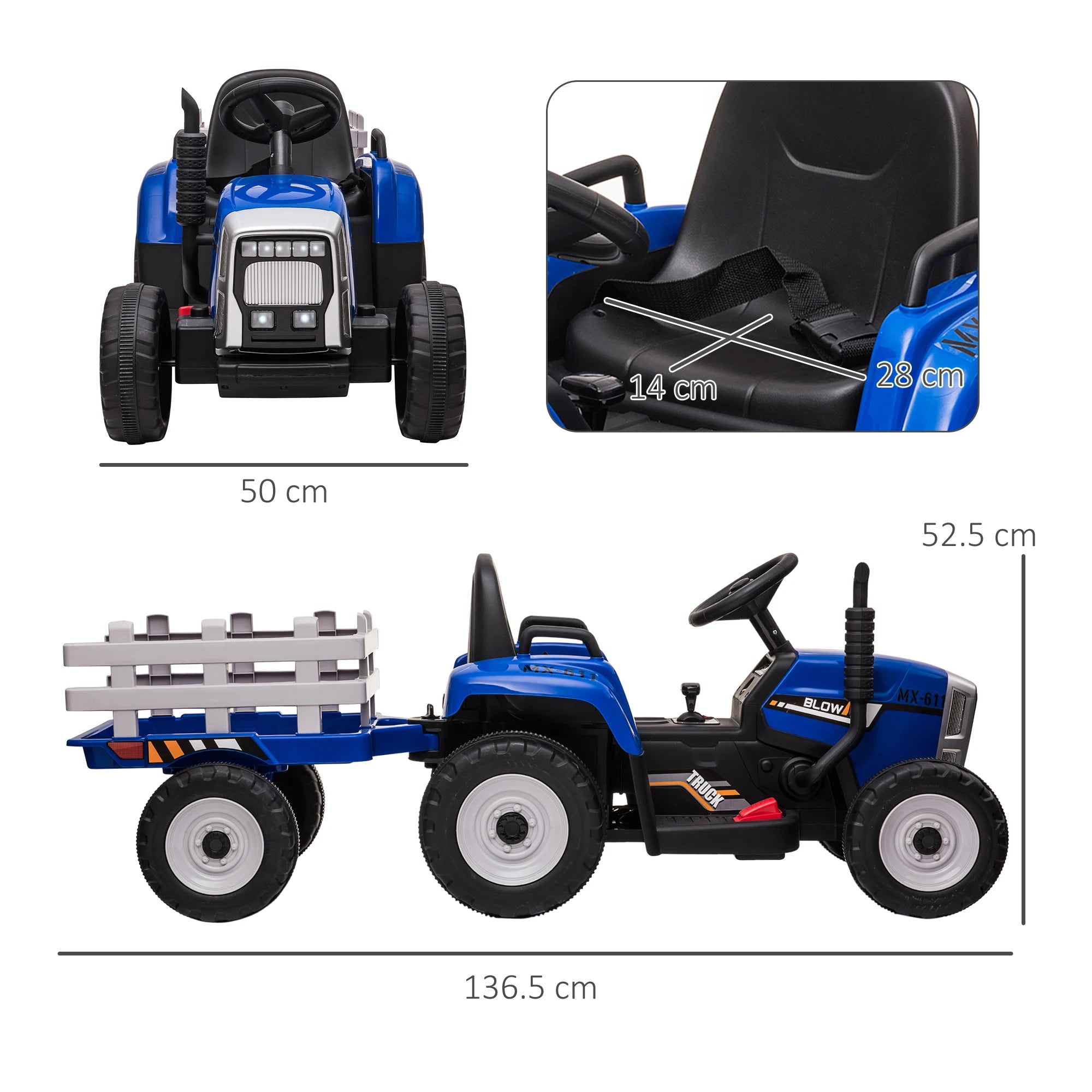 Kids Electric Ride-On Tractor with Detachable Trailer | 12V Remote Control Ages 3–6