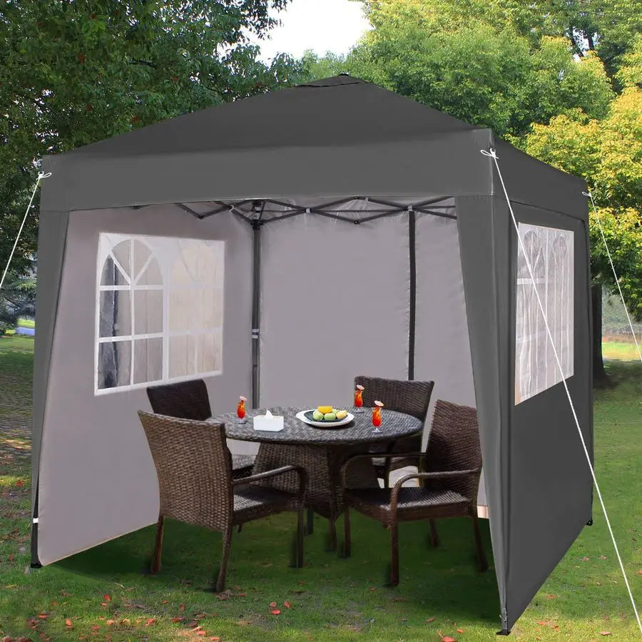 2x2m Gazebo with Sides Silver Lined Waterproof Insta-Lock Steel Frame Marquee Canopy Grey
