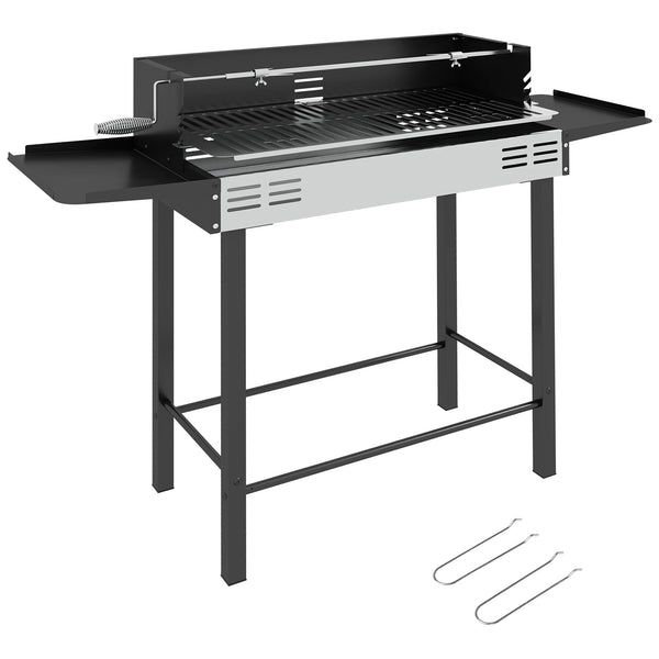 Charcoal Spit Roaster BBQ with 3-Level Rotisserie and Folding Side Shelves