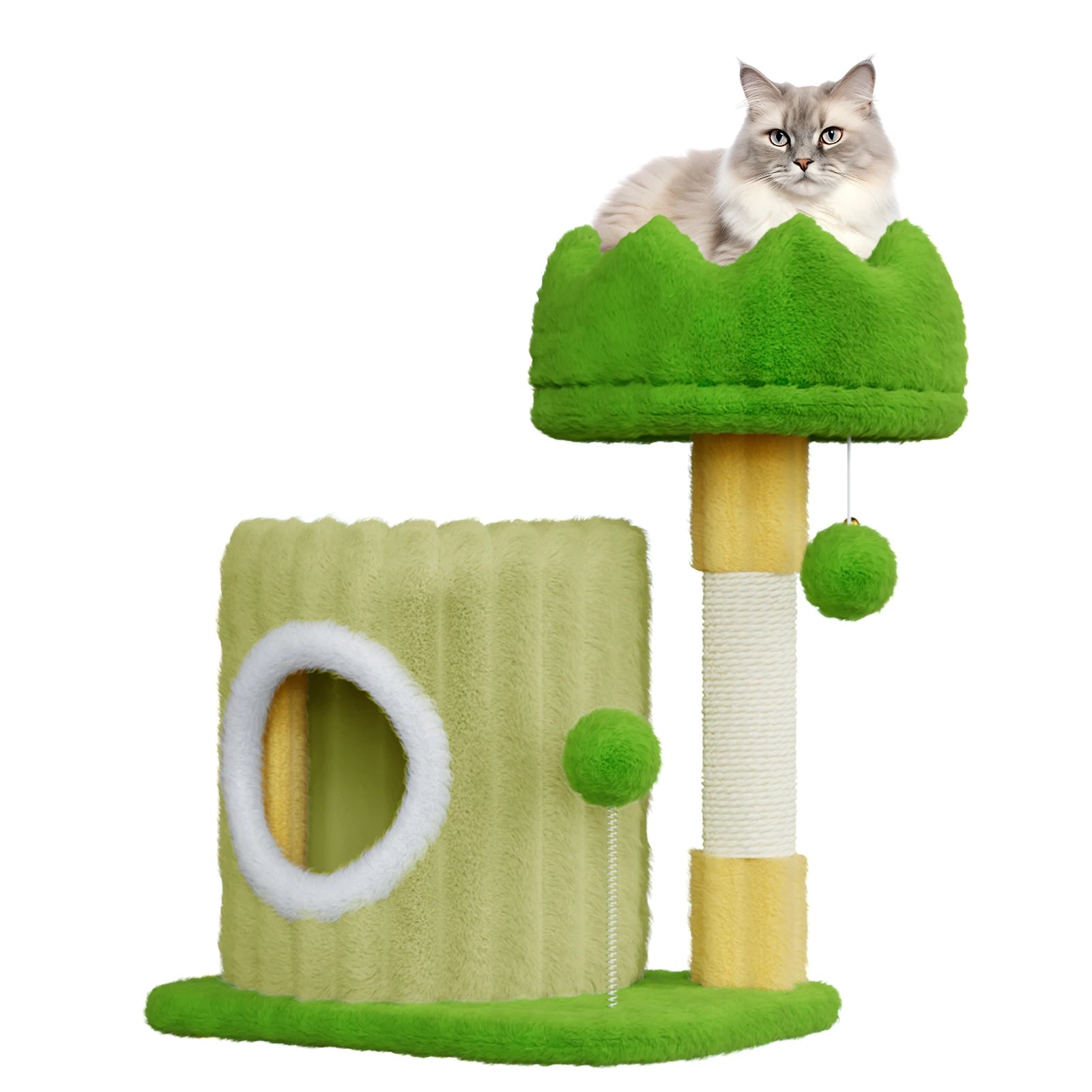 Dogat 53cm Small Cat Tree Scratching Post Cave Perch 2 Play Balls for Kittens Cats